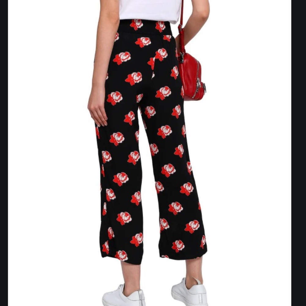 Ganni wide leg high waisted cropped silky pants